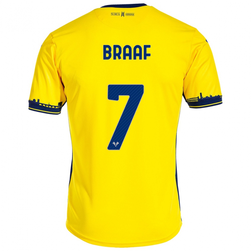 Criança Camisola Jayden Braaf #7 Amarelo Alternativa 2023/24 Camisa