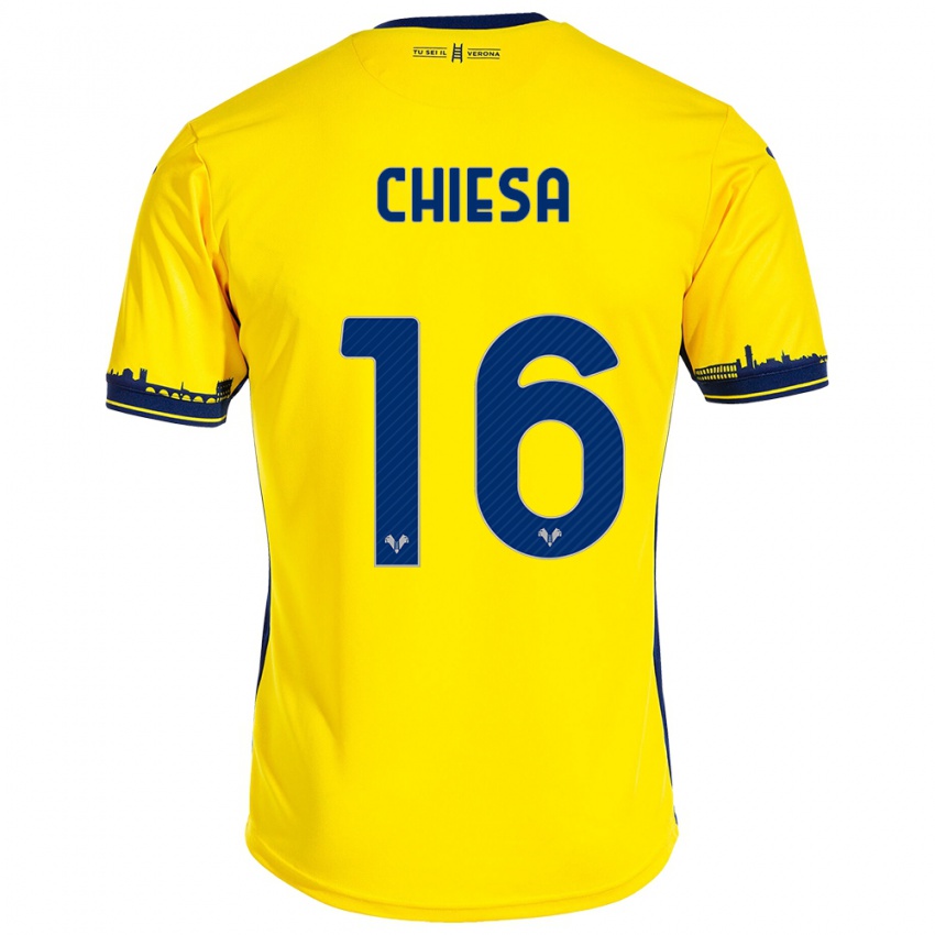 Criança Camisola Mattia Chiesa #16 Amarelo Alternativa 2023/24 Camisa