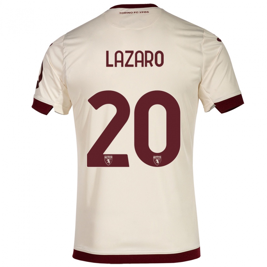 Criança Camisola Valentino Lazaro #20 Champanhe Alternativa 2023/24 Camisa