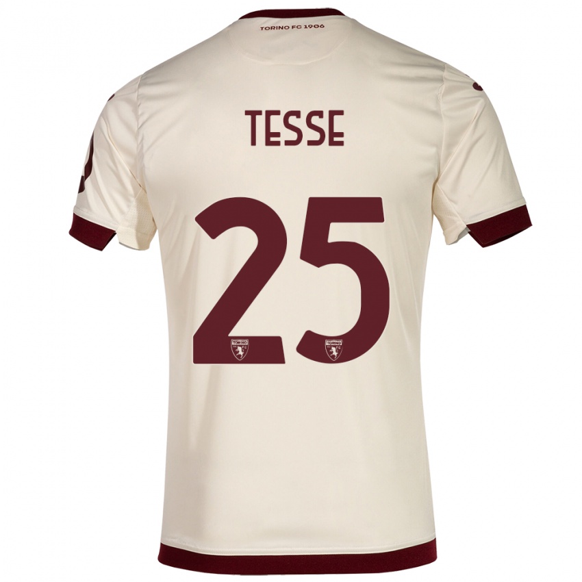 Criança Camisola Manuela Tesse #25 Champanhe Alternativa 2023/24 Camisa