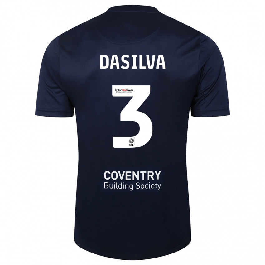 Criança Camisola Jay Dasilva #3 Marinha Vermelha Alternativa 2023/24 Camisa