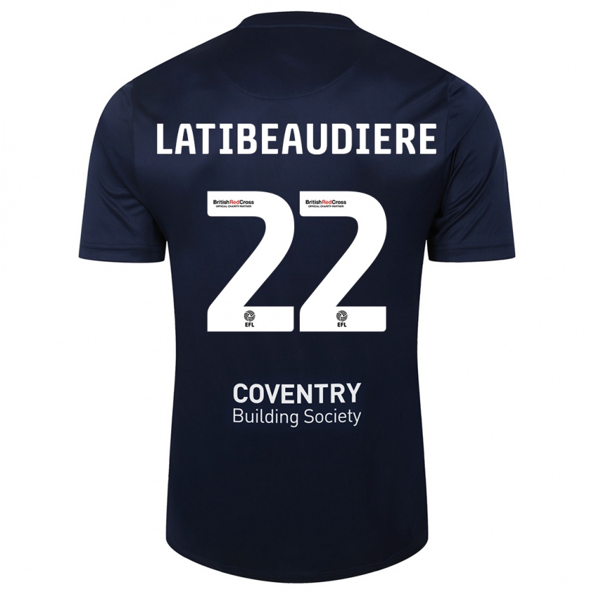 Criança Camisola Joel Latibeaudiere #22 Marinha Vermelha Alternativa 2023/24 Camisa