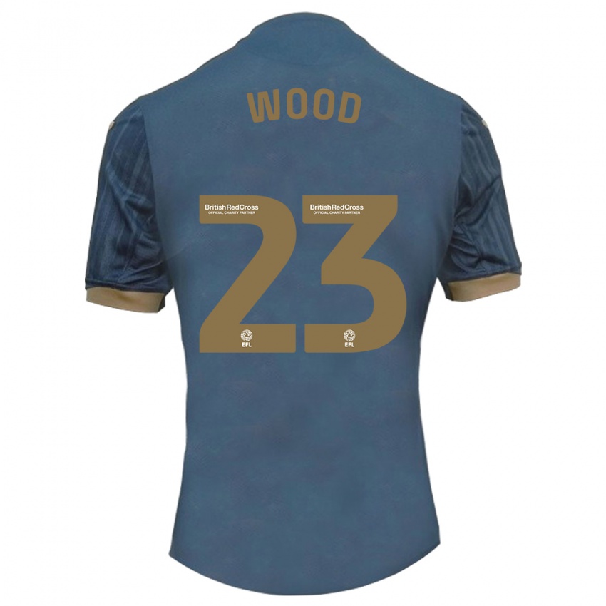 Criança Camisola Nathan Wood #23 Azul-Petróleo Escuro Alternativa 2023/24 Camisa