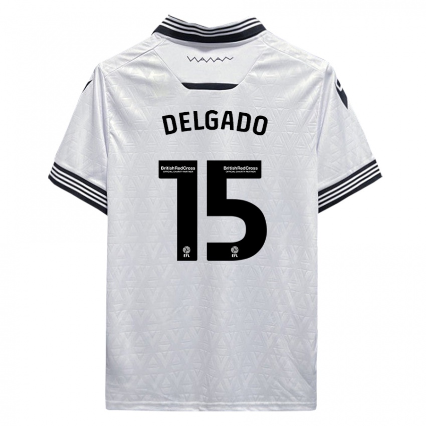 Criança Camisola Juan Delgado #15 Branco Alternativa 2023/24 Camisa