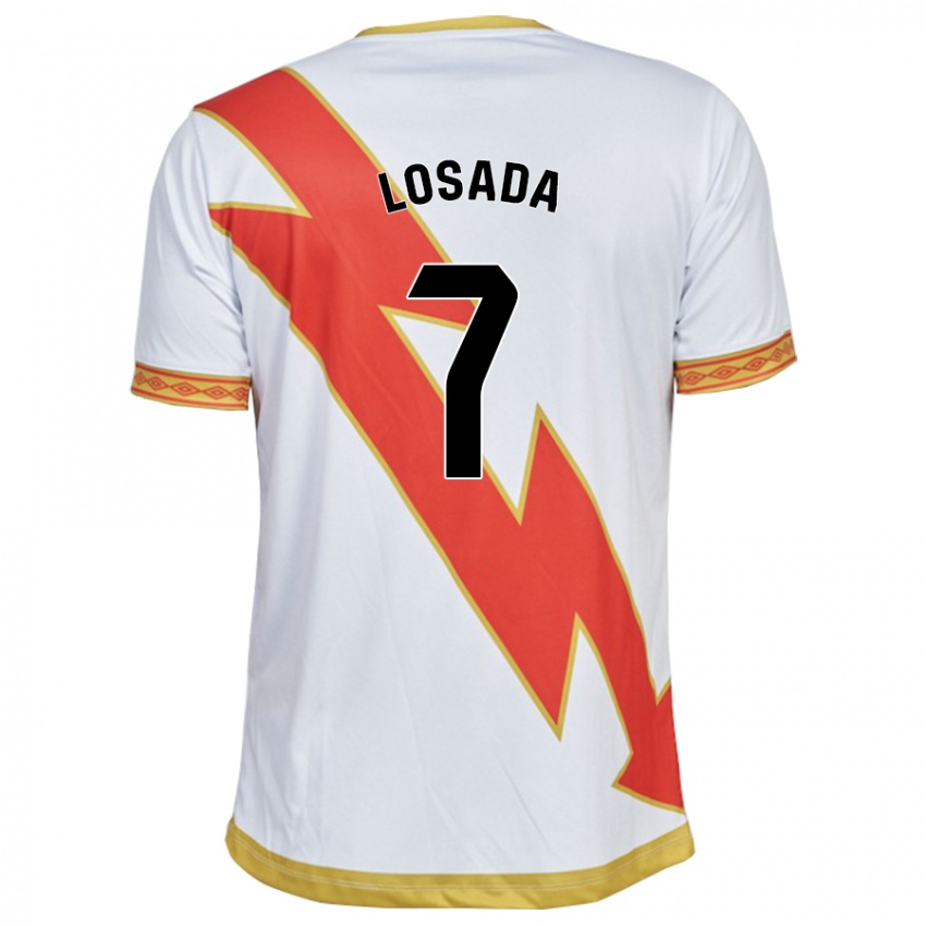 Homem Camisola Juan Losada #7 Branco Principal 2023/24 Camisa