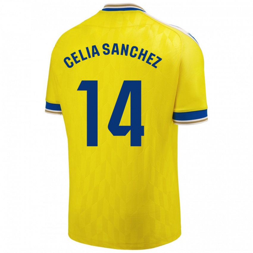 Homem Camisola Celia Sánchez García #14 Amarelo Principal 2023/24 Camisa