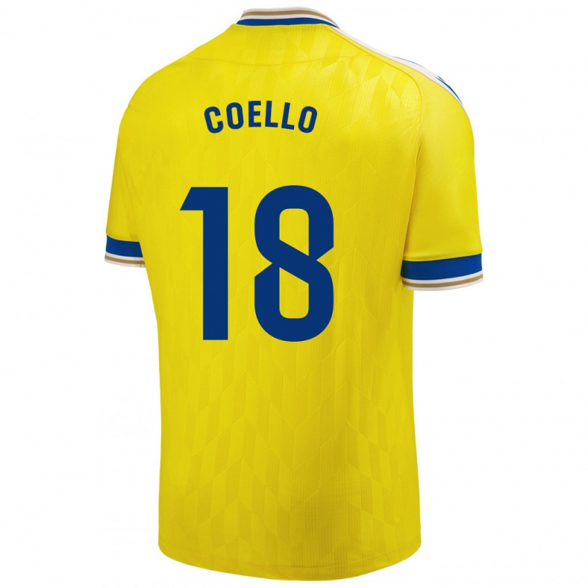 Homem Camisola María Del Carmen Coello Vidal #18 Amarelo Principal 2023/24 Camisa