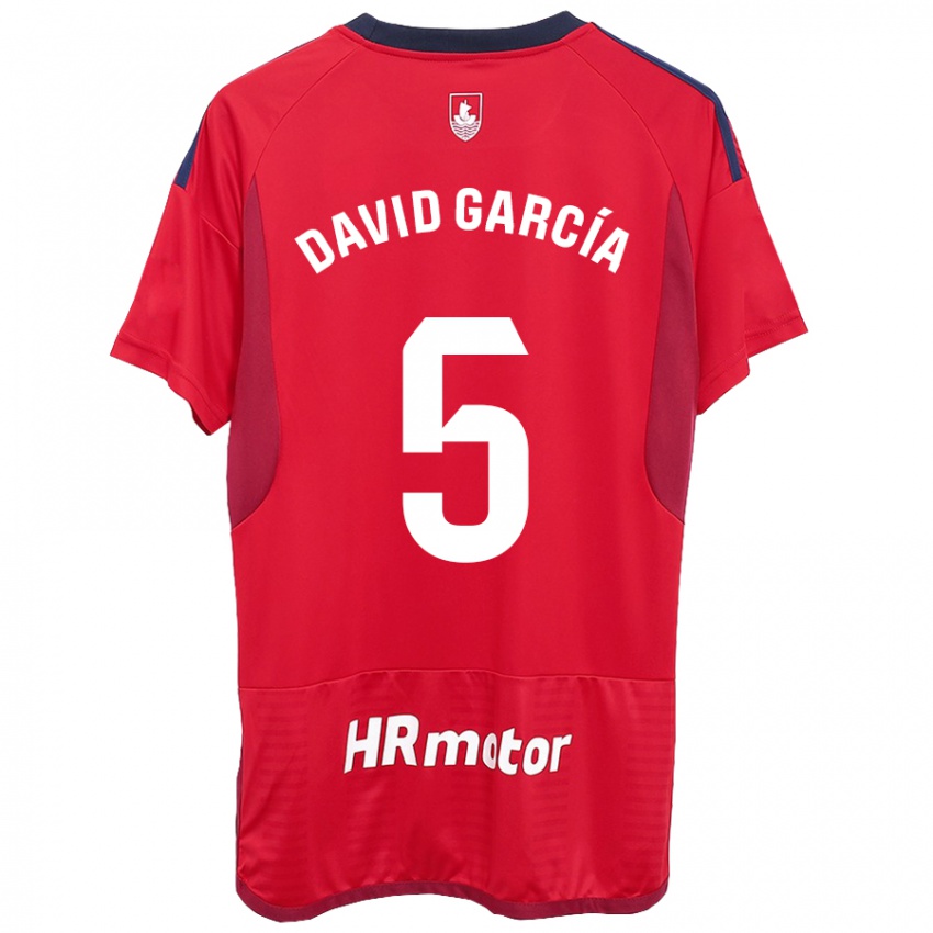 Homem Camisola David García #5 Vermelho Principal 2023/24 Camisa