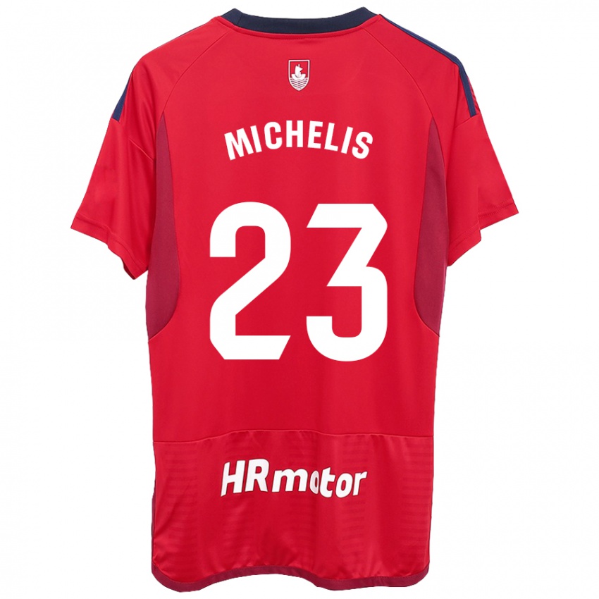 Homem Camisola Nikolaos Michelis #23 Vermelho Principal 2023/24 Camisa