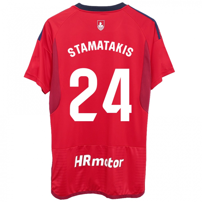 Homem Camisola Dimitrios Stamatakis #24 Vermelho Principal 2023/24 Camisa