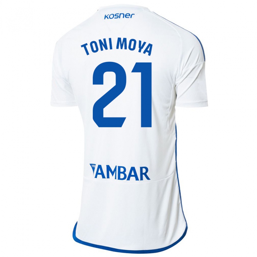 Homem Camisola Toni Moya #21 Branco Principal 2023/24 Camisa