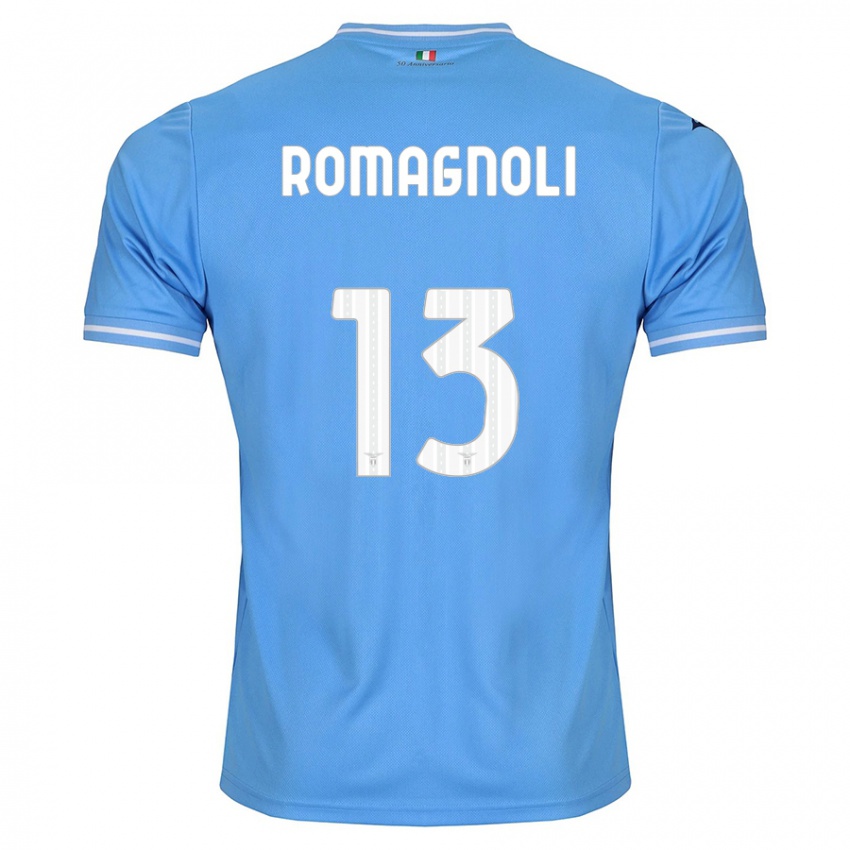 Homem Camisola Alessio Romagnoli #13 Azul Principal 2023/24 Camisa