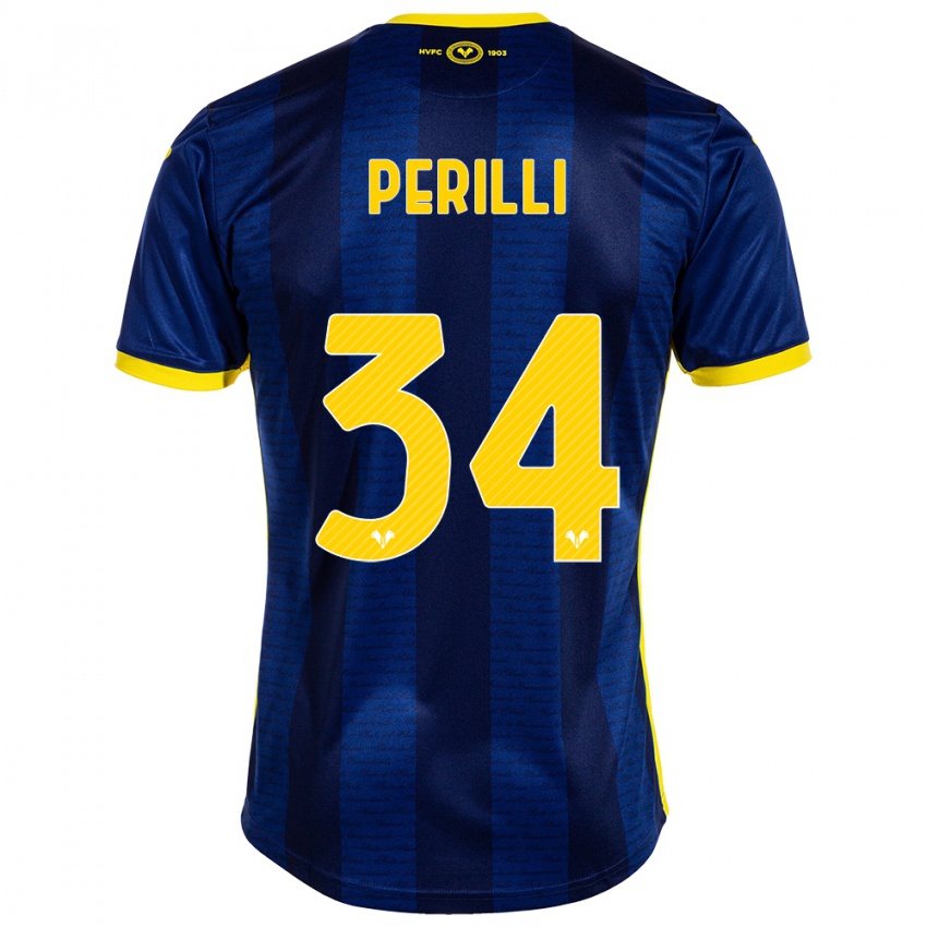 Homem Camisola Simone Perilli #34 Marinha Principal 2023/24 Camisa