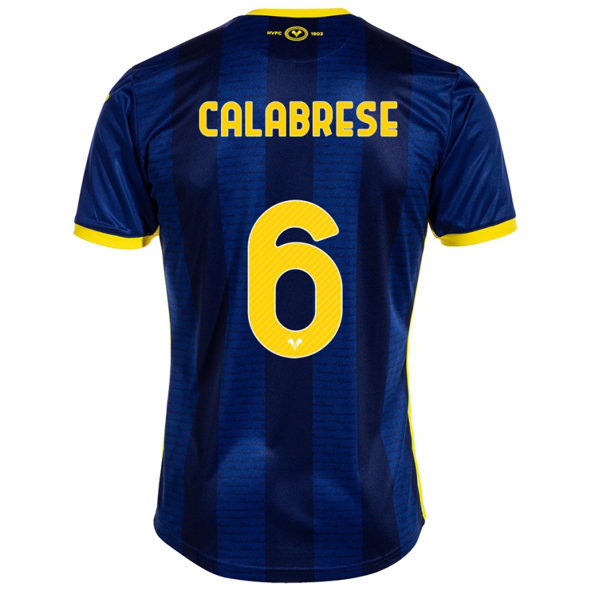 Homem Camisola Nicolò Calabrese #6 Marinha Principal 2023/24 Camisa