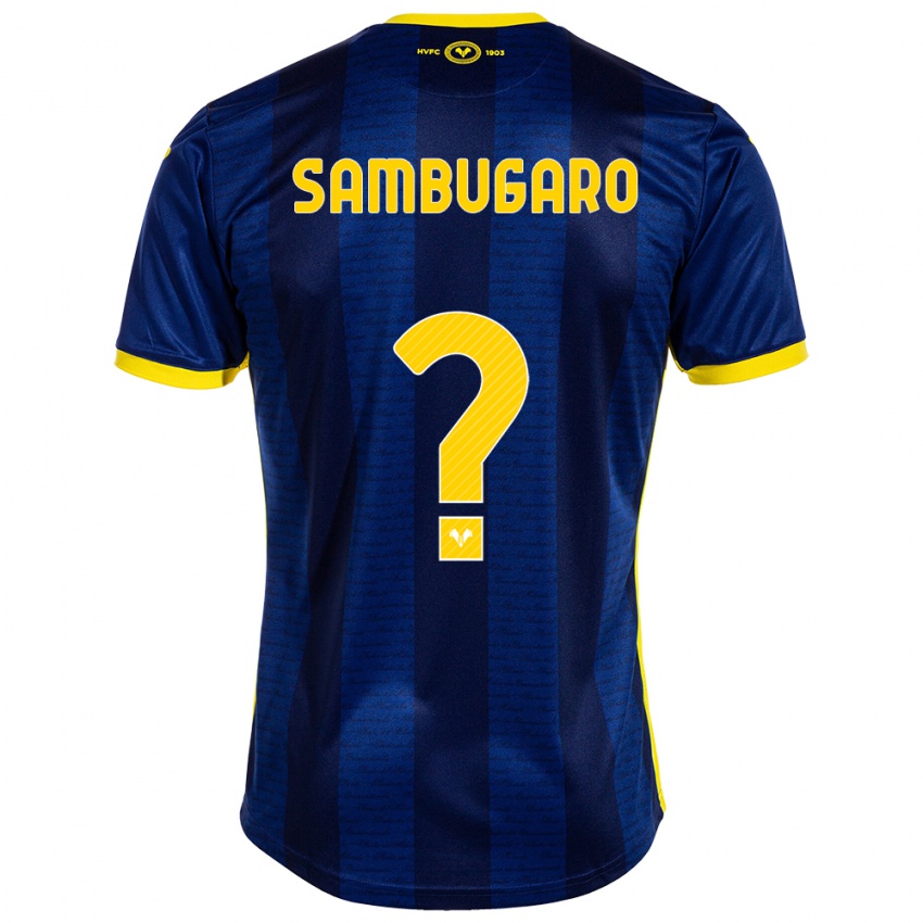 Homem Camisola Mattia Sambugaro #0 Marinha Principal 2023/24 Camisa