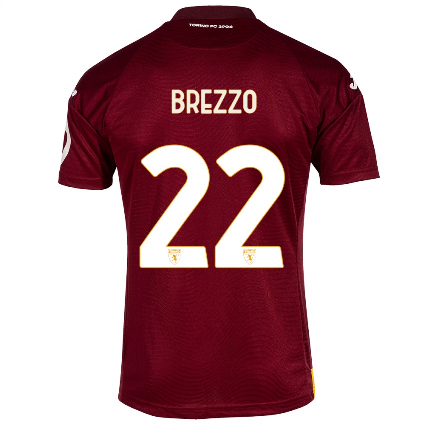 Homem Camisola Matteo Brezzo #22 Vermelho Escuro Principal 2023/24 Camisa