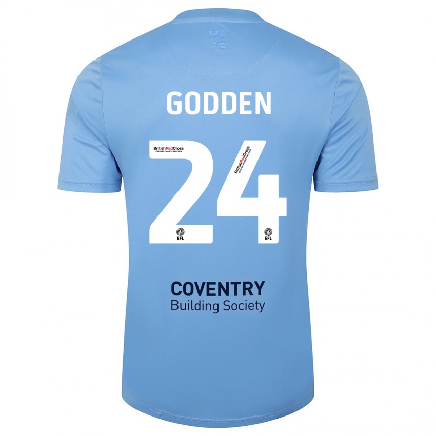 Homem Camisola Matt Godden #24 Céu Azul Principal 2023/24 Camisa