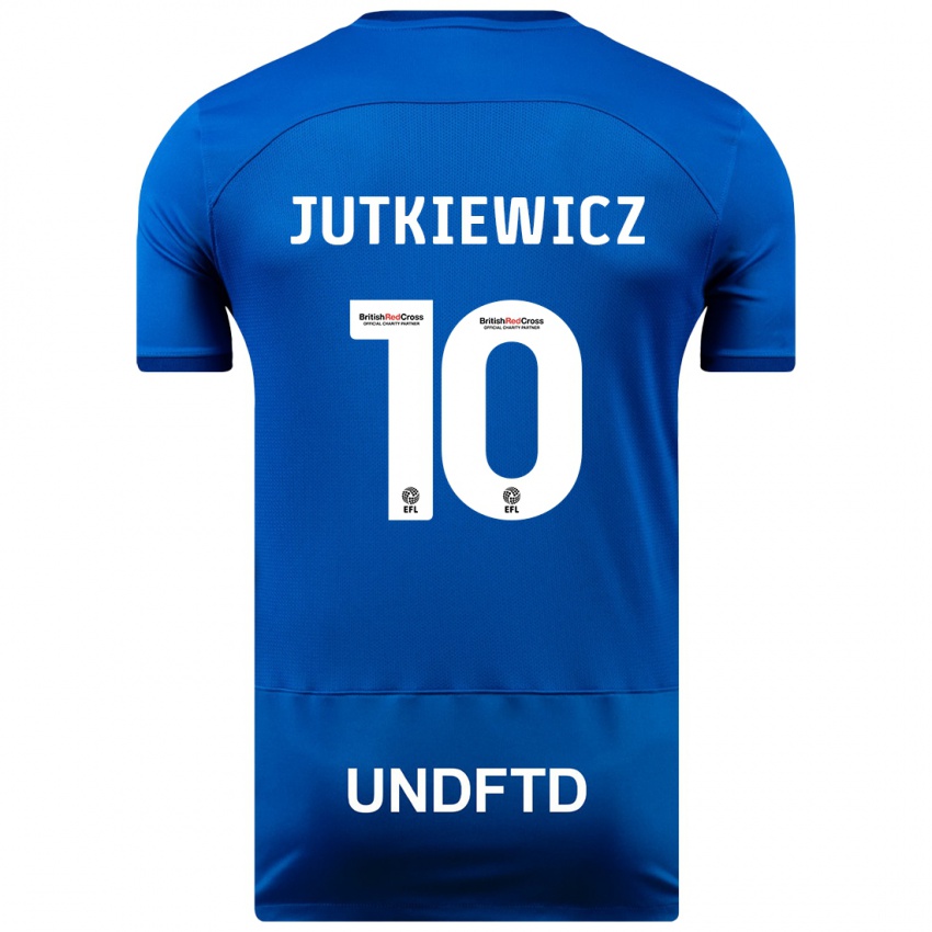 Homem Camisola Lukas Jutkiewicz #10 Azul Principal 2023/24 Camisa