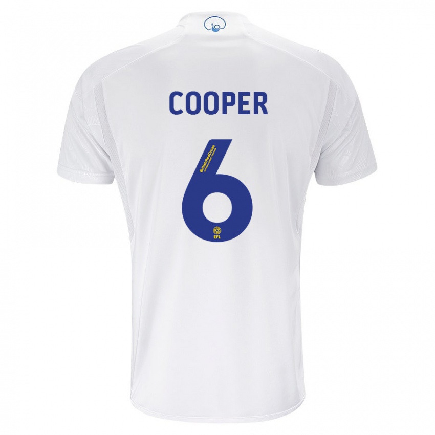 Homem Camisola Liam Cooper #6 Branco Principal 2023/24 Camisa