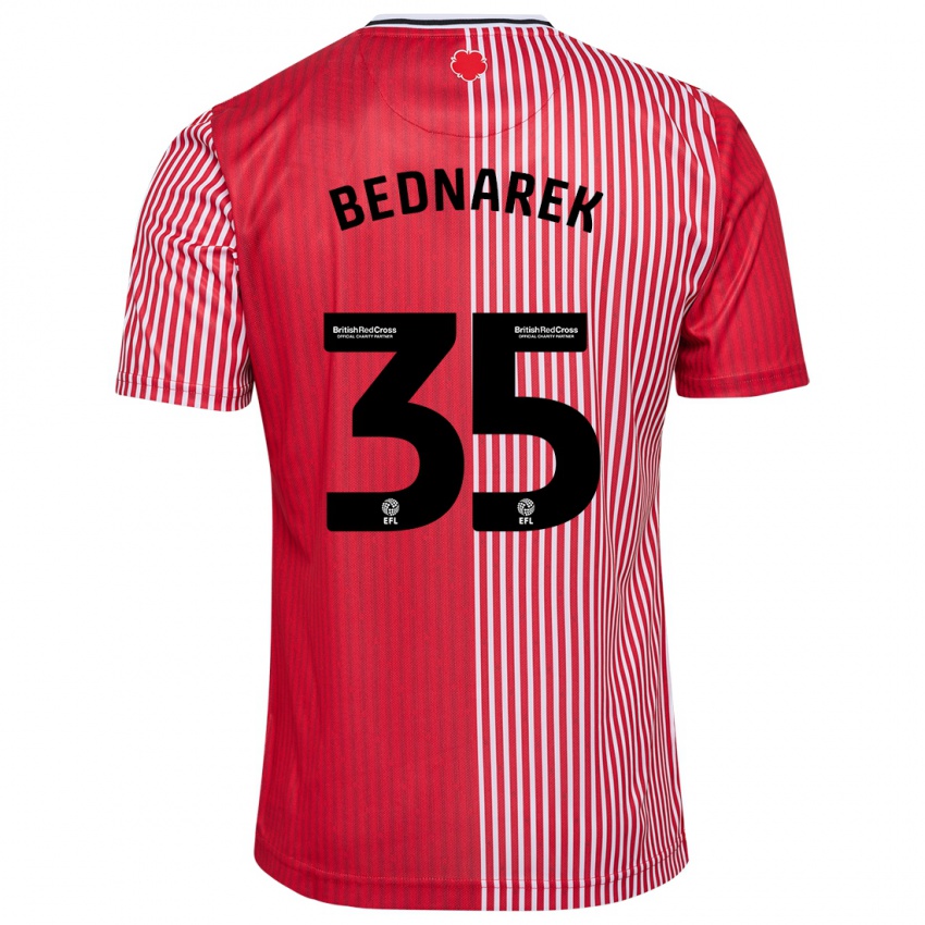 Homem Camisola Jan Bednarek #35 Vermelho Principal 2023/24 Camisa