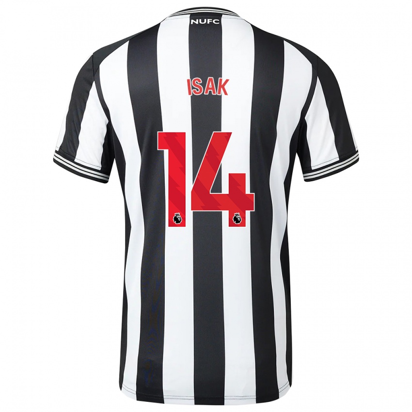 Homem Camisola Alexander Isak #14 Preto Branco Principal 2023/24 Camisa