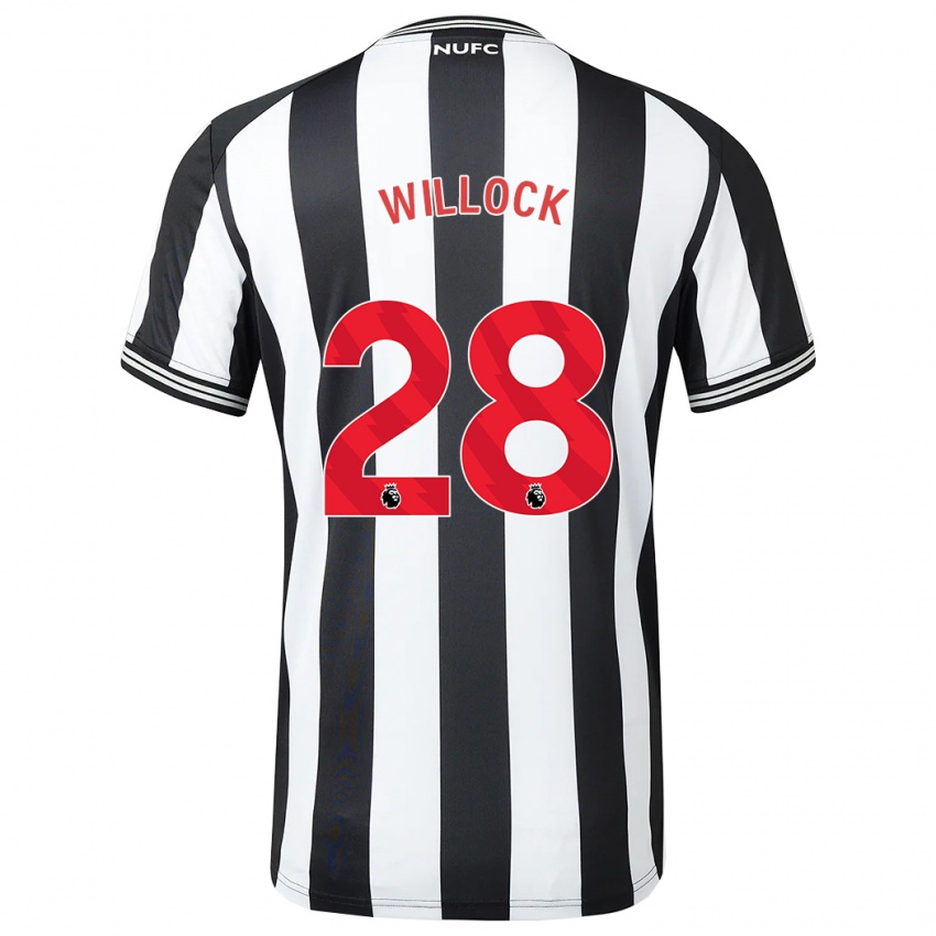 Homem Camisola Joe Willock #28 Preto Branco Principal 2023/24 Camisa