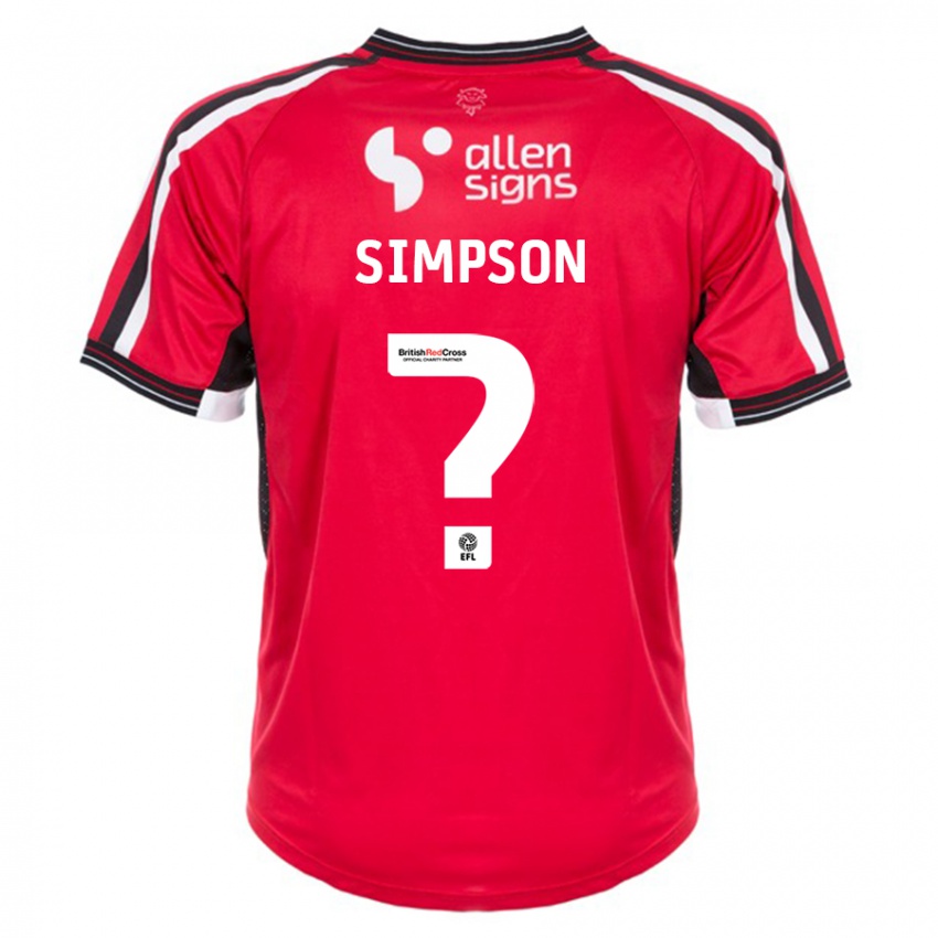 Homem Camisola John Simpson #0 Vermelho Principal 2023/24 Camisa