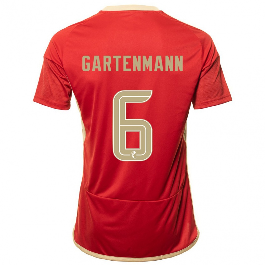 Homem Camisola Stefan Gartenmann #6 Vermelho Principal 2023/24 Camisa