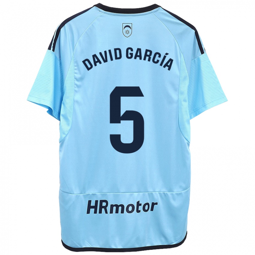 Homem Camisola David García #5 Azul Alternativa 2023/24 Camisa