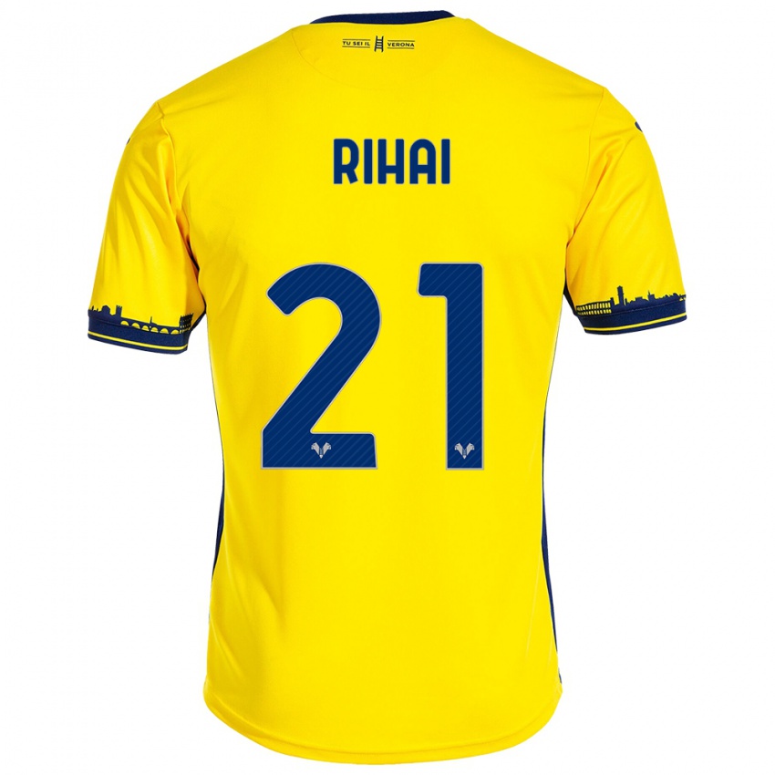 Homem Camisola Aiman Rihai #21 Amarelo Alternativa 2023/24 Camisa