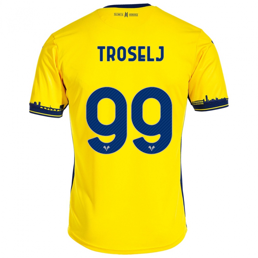 Homem Camisola Ethan Troselj #99 Amarelo Alternativa 2023/24 Camisa