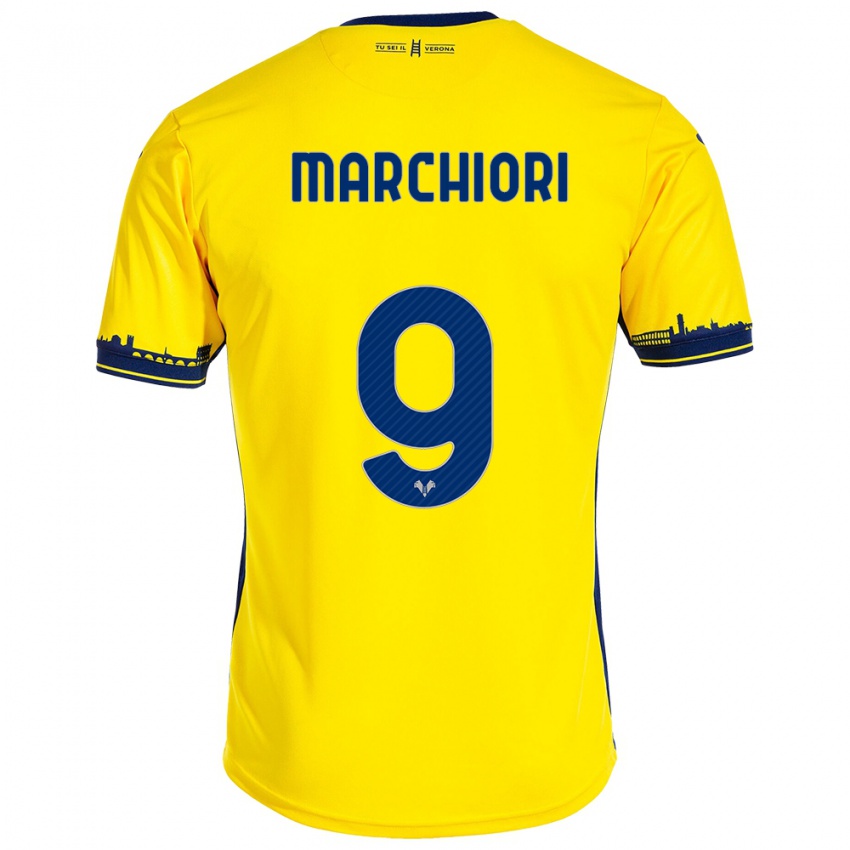 Homem Camisola Giorgia Marchiori #9 Amarelo Alternativa 2023/24 Camisa