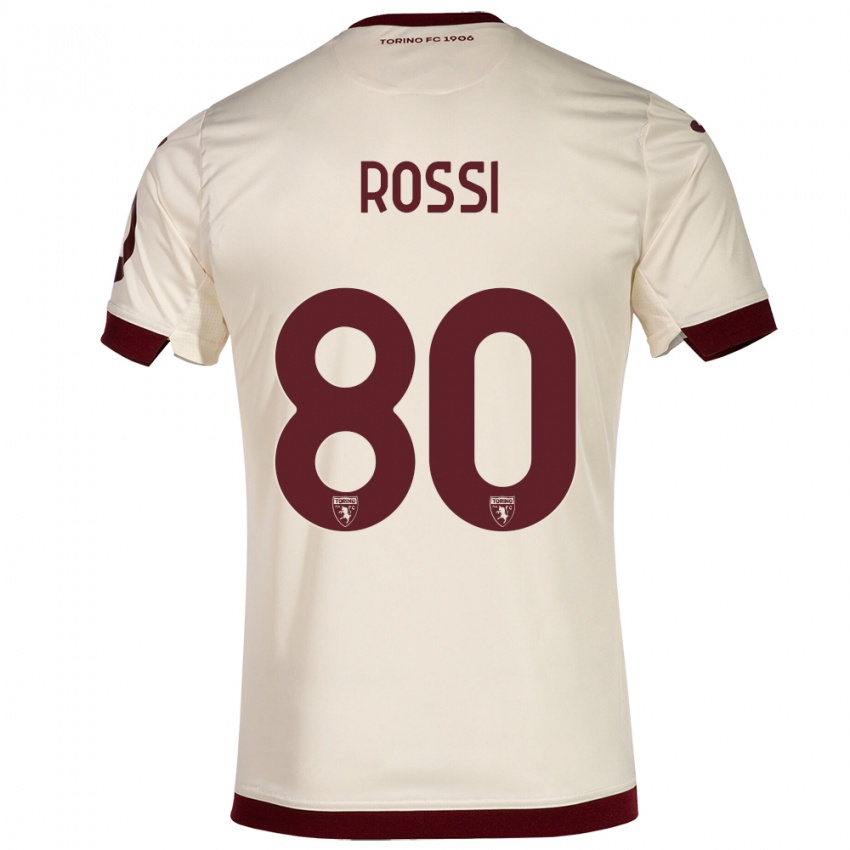 Homem Camisola Simone Rossi #80 Champanhe Alternativa 2023/24 Camisa