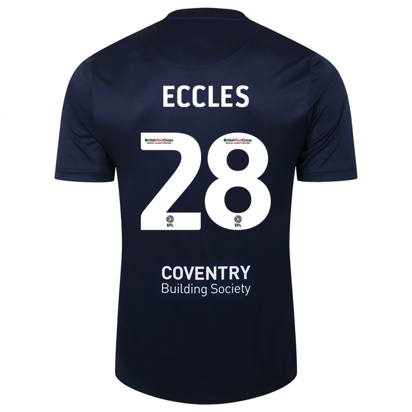 Homem Camisola Josh Eccles #28 Marinha Vermelha Alternativa 2023/24 Camisa