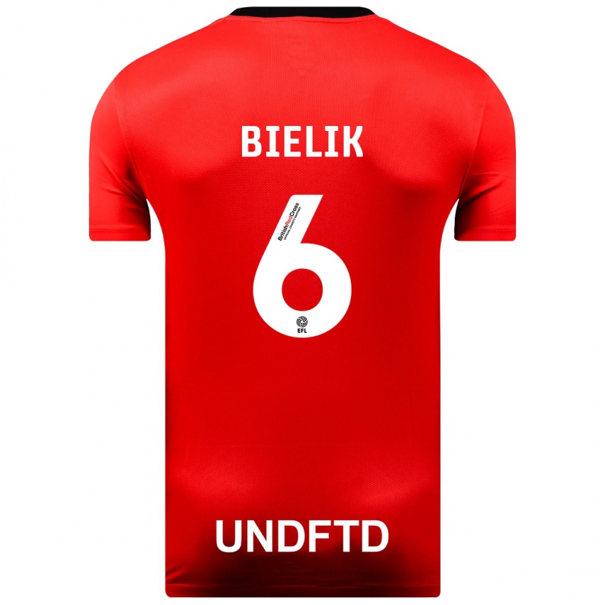 Homem Camisola Krystian Bielik #6 Vermelho Alternativa 2023/24 Camisa