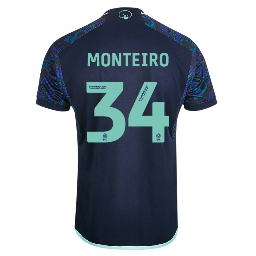 Homem Camisola Diogo Monteiro #34 Azul Alternativa 2023/24 Camisa