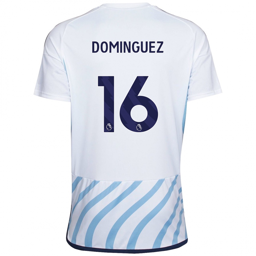Homem Camisola Nicolas Dominguez #16 Branco Azul Alternativa 2023/24 Camisa