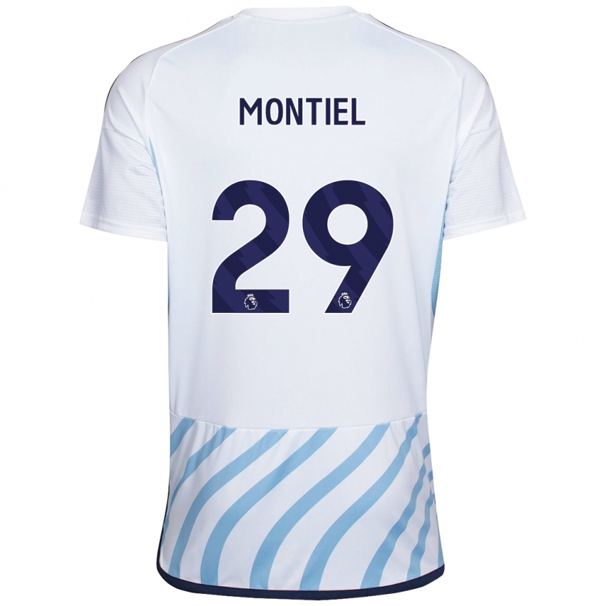 Homem Camisola Gonzalo Montiel #29 Branco Azul Alternativa 2023/24 Camisa