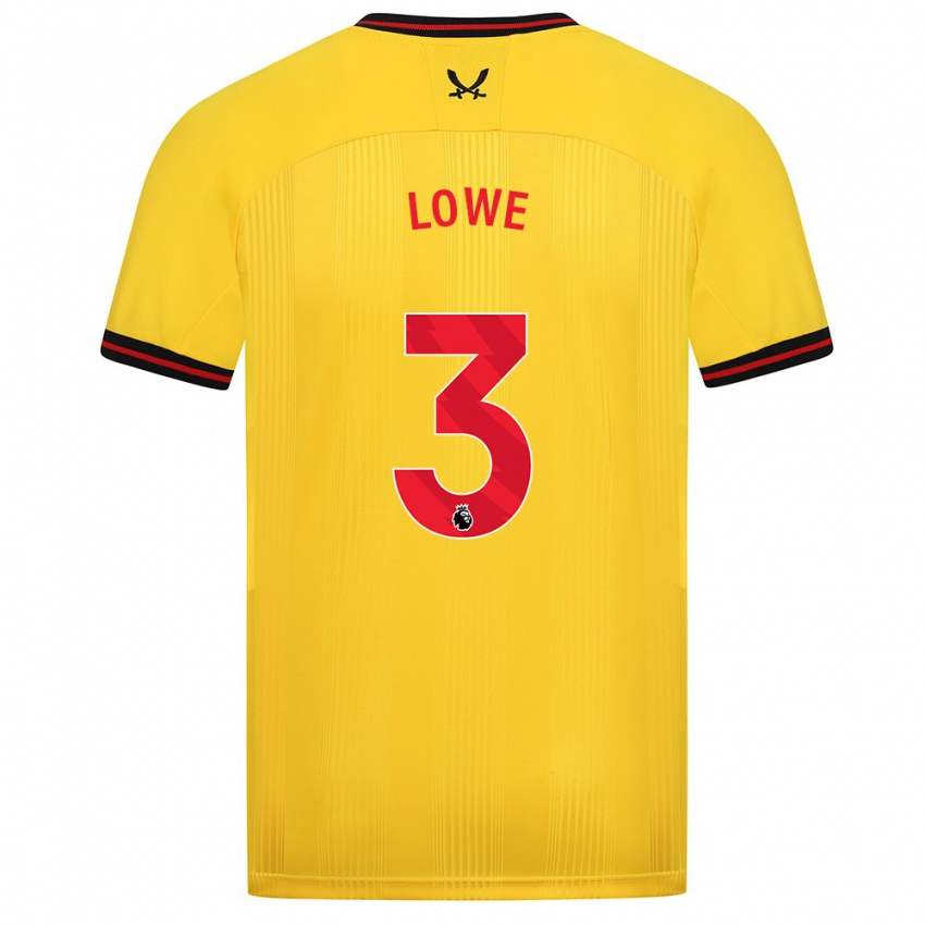 Homem Camisola Max Lowe #3 Amarelo Alternativa 2023/24 Camisa