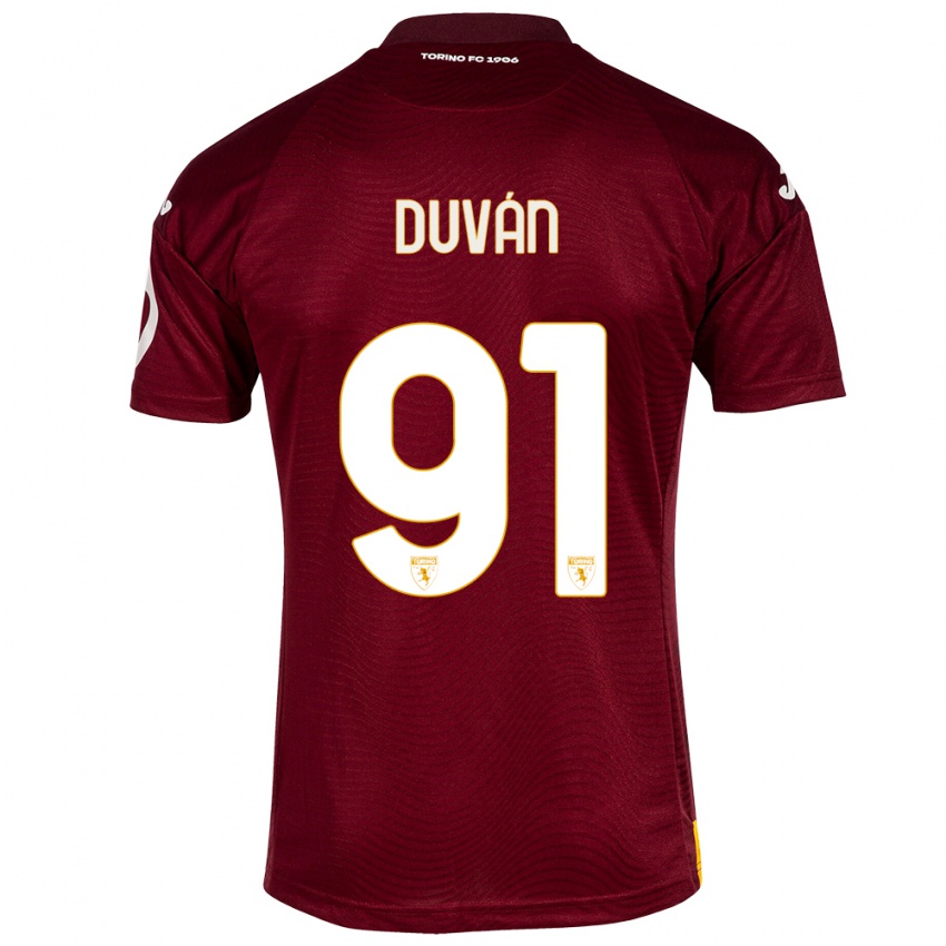 Mulher Camisola Duvan Zapata #91 Vermelho Escuro Principal 2023/24 Camisa