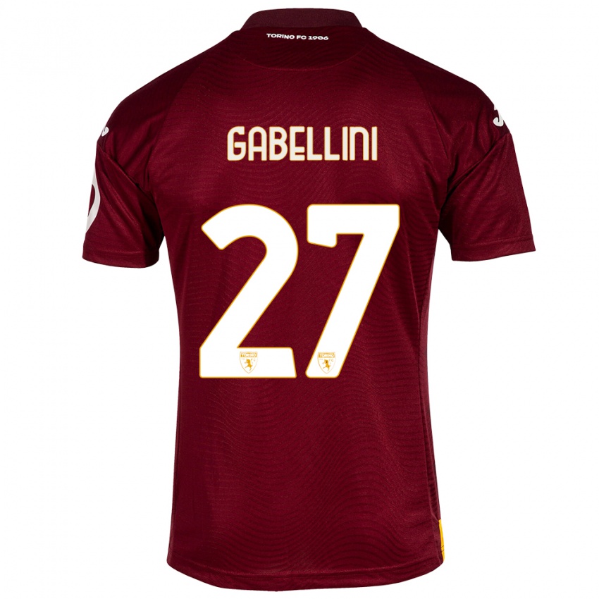 Mulher Camisola Tommaso Gabellini #27 Vermelho Escuro Principal 2023/24 Camisa