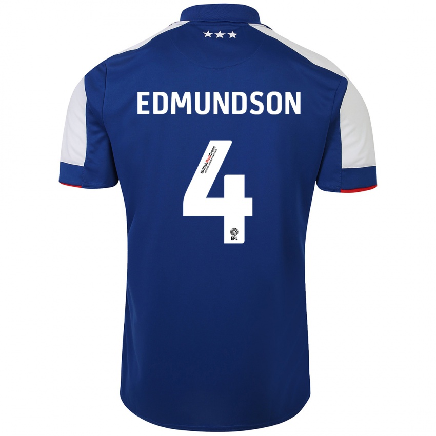 Mulher Camisola George Edmundson #4 Azul Principal 2023/24 Camisa