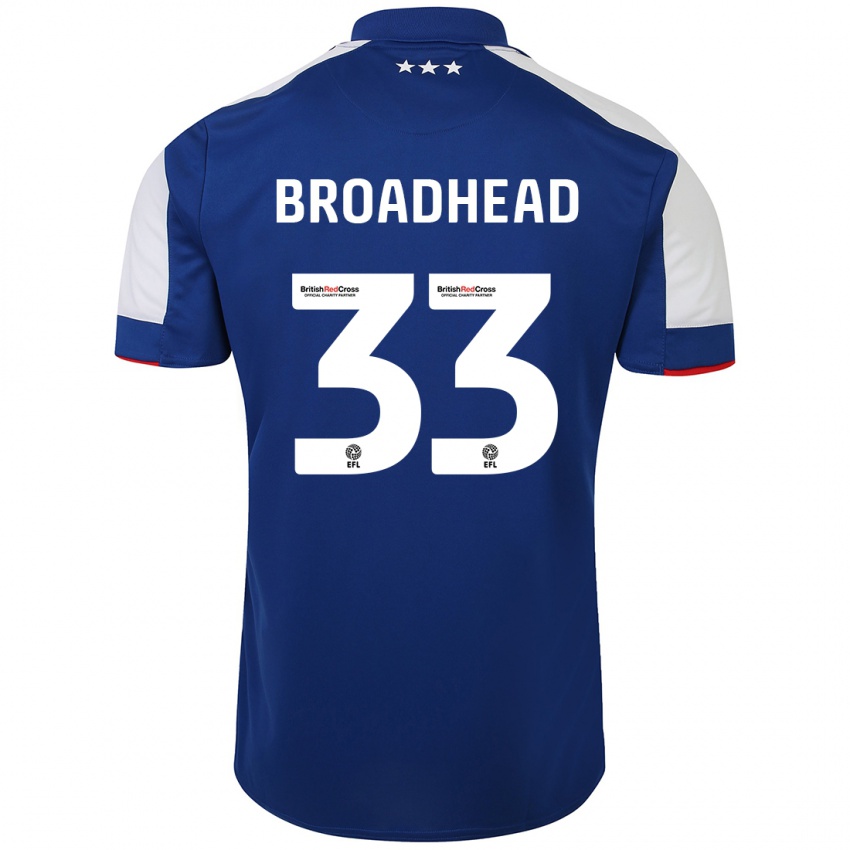 Mulher Camisola Nathan Broadhead #33 Azul Principal 2023/24 Camisa