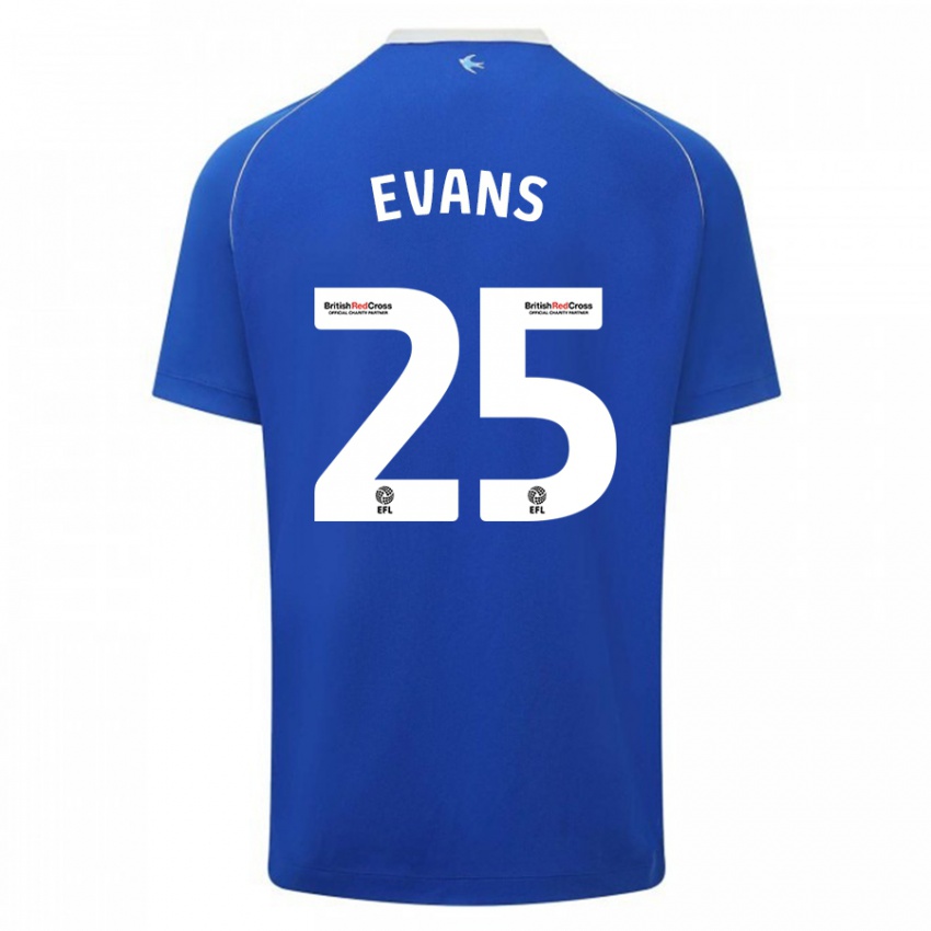 Mulher Camisola Kieron Evans #25 Azul Principal 2023/24 Camisa