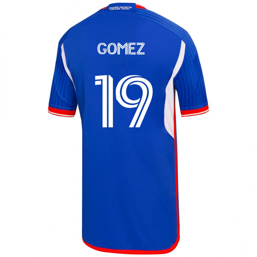 Mulher Camisola Juan Pablo Gómez #19 Azul Principal 2023/24 Camisa