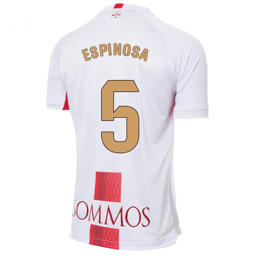 Mulher Camisola Diego Espinosa #5 Branco Alternativa 2023/24 Camisa