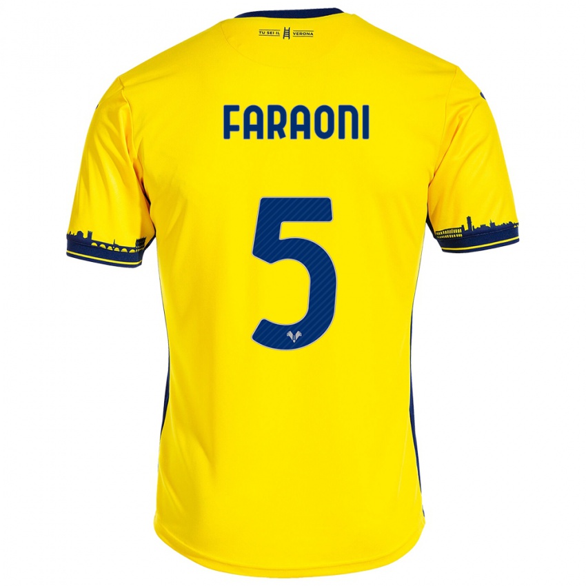 Mulher Camisola Davide Faraoni #5 Amarelo Alternativa 2023/24 Camisa