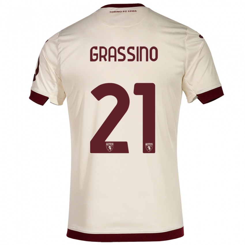 Mulher Camisola Giulia Grassino #21 Champanhe Alternativa 2023/24 Camisa