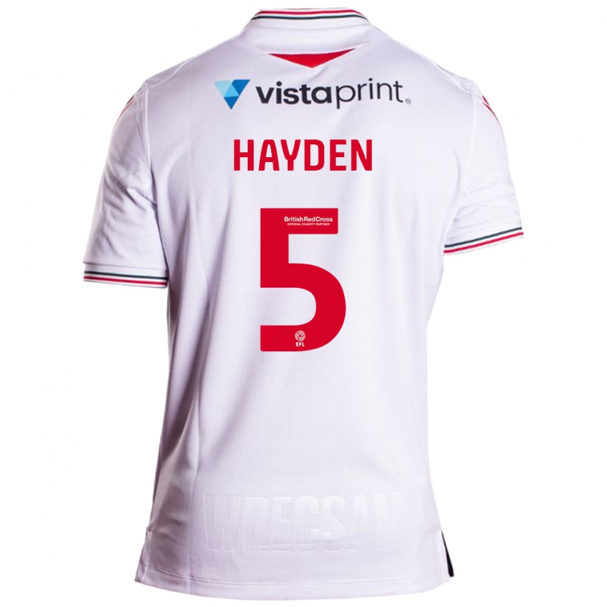 Mulher Camisola Aaron Hayden #5 Branco Alternativa 2023/24 Camisa