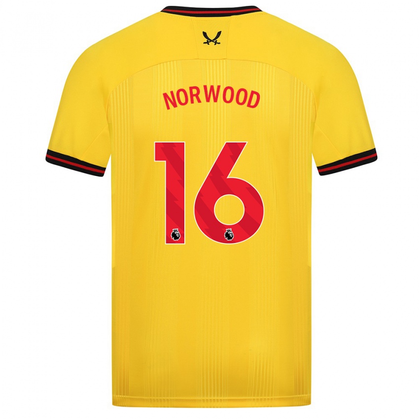 Mulher Camisola Oliver Norwood #16 Amarelo Alternativa 2023/24 Camisa